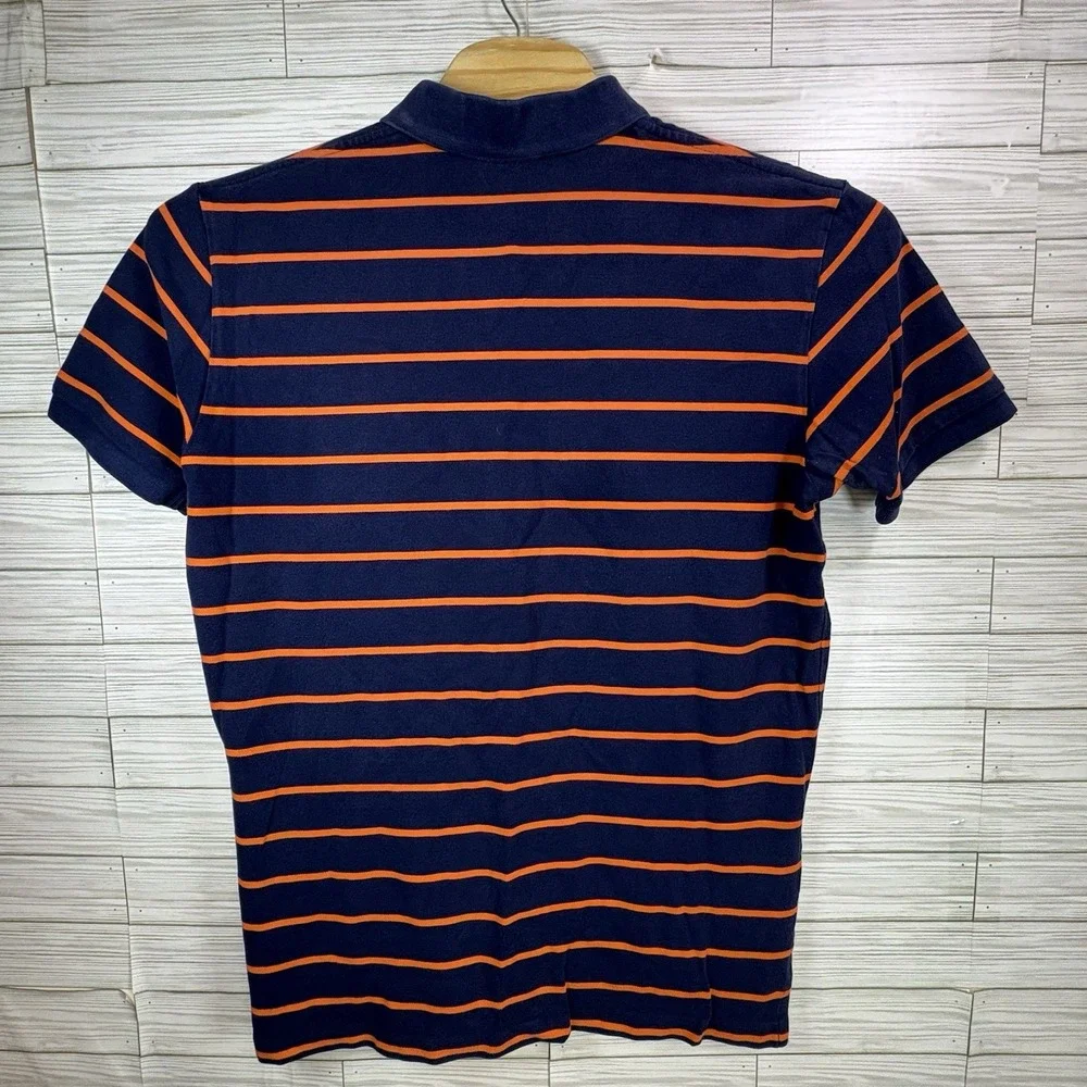 POLO RALPH LAUREN Men's Navy/Orange Stripe Golf Logo Polo Shirt Size XL‎